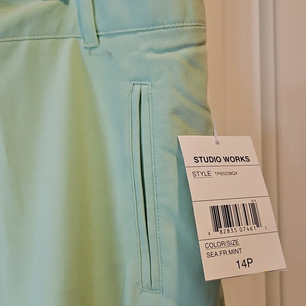 Vintage Studio Works Mint Green Dress Pants 14 Petite New - Picture 4 of 10